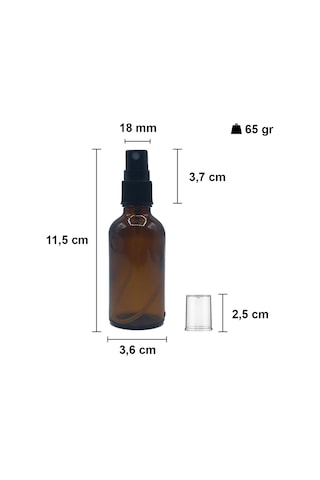 Afracam Amber 50 Ml Kapaklı Sprey Dezenfektan Cam Şişe 6 Adet Siyah