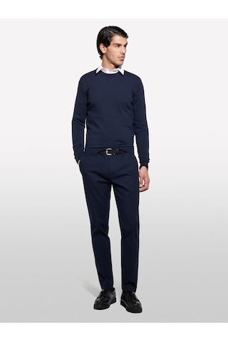 Sisley Streç Pamuklu Logo Detaylı Slim Fit Chino Pantolon Erkek Lacivert Pantolon - 325p4wossf053