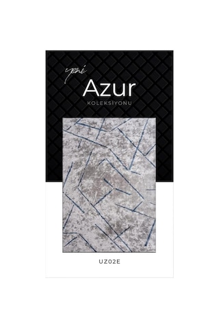 Pierre Cardin Azur Uz02e Gri Mavi Pamuk Akrilik Yumuşak Dokulu Modern Kilim Halı