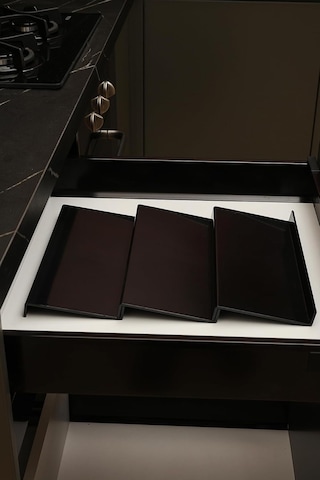 Color House 3 Adet Çekmece Içi Baharatlık Düzenleyici Stant Mutfak Dolap Içi Organizer Siyah Renk Z305 Tek Ebat Diğer