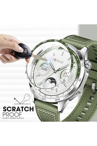 Novstrap Huawei Watch Gt4 46mm İle Uyumlu Ekran Koruyucu Nano Esnek Cam Tam Kaplayan Yeşil Kadranlı Ppm