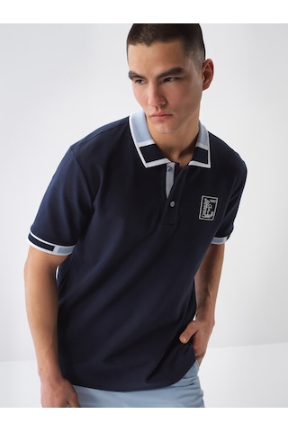 Xint Lacivert Pamuk Dokulu Regular Fit Tişört 502256