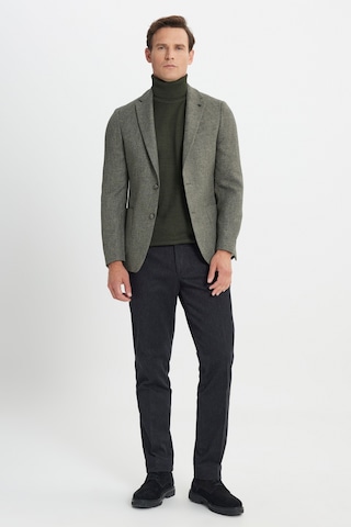 Erkek Hakı Slim Fit Dar Kesim Mono Yaka Desenli Torba Cepli Ceket Haki