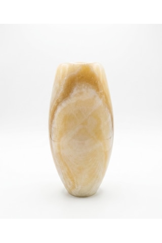 Mermer Onyx Oval Vazo, Doğal Taş Vazo Çok Renkli