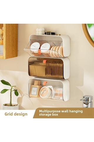 Geeroyoo Duvar Tipi Bölmeli Organizer, Pp Plastiği İle Dayanıklı, Kapaklı Ev & Dormitory Depolama Kutusu, Renk: Transparan Fıstık Kahverengi