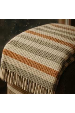 Dinarsu Cozy Life Tv Battaniyesi Beyaz - Turuncu