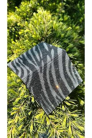 Taşlı Ruhsat Kılıfı Zebra Desen Siyah Gri Beyaz Taş Bekaks