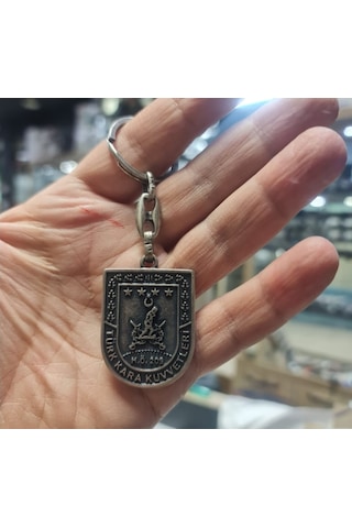Kara Kuvvetleri Metal Anahtarlık - Boyasız Eskitme Model Gri - Gümüş