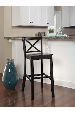 Alaçatı Ahşap Bar Sandalyesi Siyah