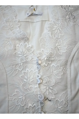 dantel detaylı uzun kol gecelik Ekru