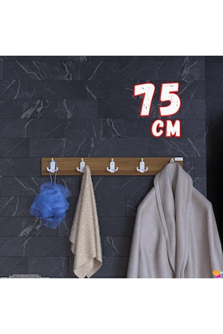 Modilayn Arı 9 Kancalı Banyo Askısı 3' Lü Set 36,4x9,6 Cm Şık Tasarım Ekstra Düzen Ve Yer Tasarrufu Koyu Ceviz