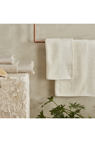 Karaca Home Luica 4 Parça Banyo/Baş Havlusu Hamam Seti Offwhite Bej Bej - Beyaz