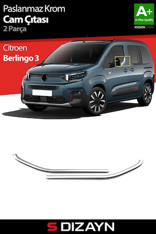 S-dizayn Citroen Berlingo 3 Krom Cam Çıtası 2 Prç 2019 Üzeri A+ Kalite