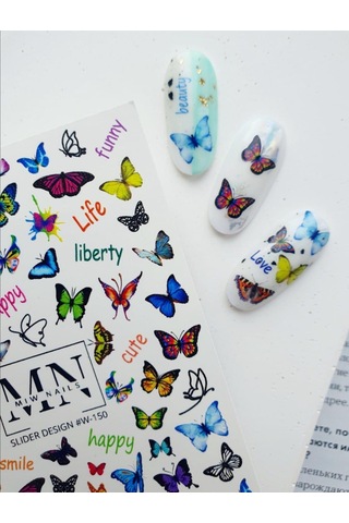 Nail Art Slider Stiker Natürel Buket W150 Beyaz