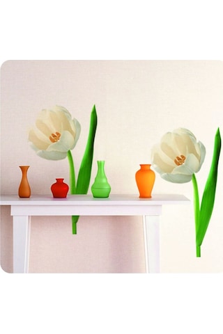 Sıa Duvar Süsü (Sticker) Çiçekli Şeffaf Filmli Pvc