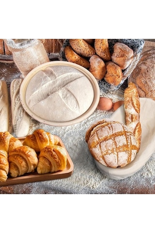 Maoyaya Saçımalı Ekmek Pişirme Seti, 2 Paket 10 İnç Yuvarlak Ve Oval Banneton Prova Sepeti, Astarlı Ekmek Fermantasyon Araçları Diğer