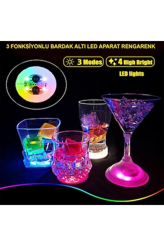 Renkli Led Işıklı Bardak Altlığı - Dekoratif Çok Renkli