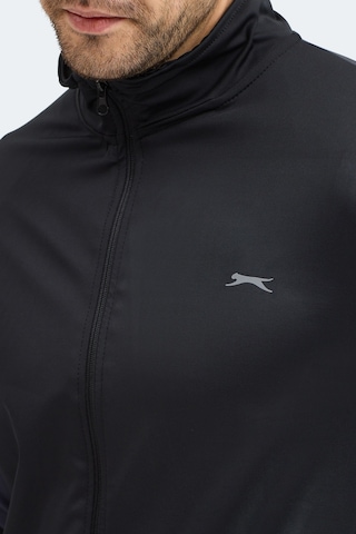 Slazenger Kylora Erkek Dik Yaka Fermuarlı Siyah Sweatshırt Siyah