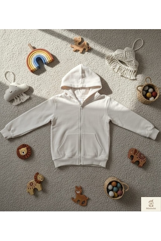Minibohe Basic Çocuk Hoodie Bej Açık Bej