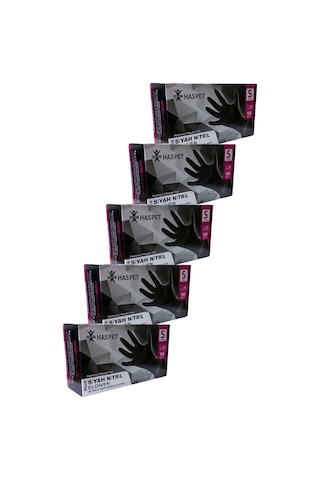 Siyah Nitril Pudrasız Eldiven S Beden Beşli Paket 500 Adet