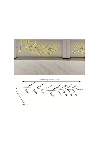 Honeybeeshop 8 Modlu 1 Adet Eğri Led Duvar Lambası Çalı Işığı Usb Güçlü Rattan Gece Işığı Düğün Oturma Odası Dekoru