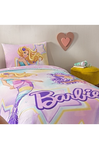 Taç Lisanslı Barbie Mermaid Tek Kişilik Pamuk Nevresim Takımı 000000001000050293 Çok Renkli