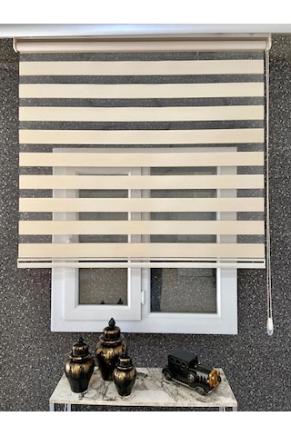 Ithal Bambu Krem Zebra Stor Perde Eteği Düz 1.kalite Alüminyum Kasa Metal Ayak Krem