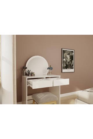 Huzur Makyaj Masası Beyaz Renk Beyaz
