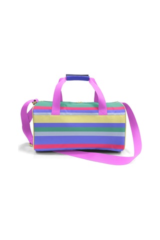 Coral High Milka Gri Sarı Çizgi Desenli Spor Çantası 27543 124-Pembe
