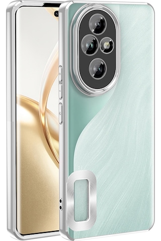 Honor 200 Pro Uyumlu Kılıf Kamera Korumalı Logo Gösteren Zore Omega Kapak -115592 Gümüş