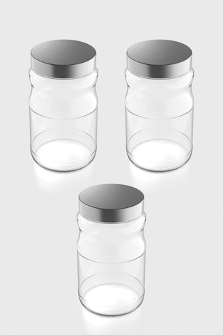 Renga Voca 1700 Ml Metal Kapaklı 3'lü Cam Kavanoz Seti 131077 Gümüş