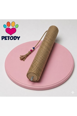 Petody Sakura Doğal Ahşap 60 Cm Jüt Kedi Tırmalama Direği