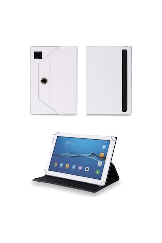 Velvoria Apple İpad Air 13 Inç Tablet Uyumlu Standlı Üniversal Kapaklı Beyaz Tablet Kılıfı