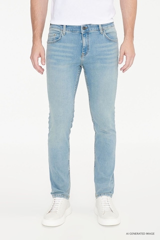 AC&Co / Altınyıldız Classics Ekstra Slim Fit Dar Kesim Pamuklu Riss Erkek Jean Kot Pantolon - Petrol Mavisi
