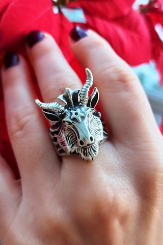 Antik Gümüş Kaplama Koç Başı Şekilli El Yapımı Ayarlanabilir Yüzü - 500872876 Çok Renkli