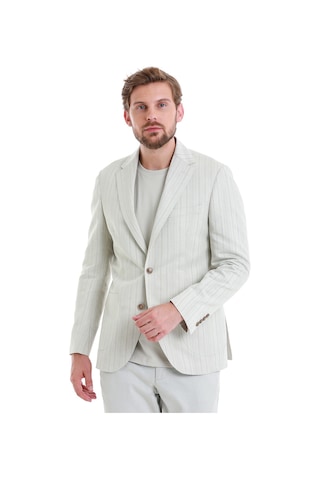 Hatemoğlu Bej Slim Fit Çizgili Mono Yaka Casual Keten Ceket 14242024c002 25 Bej