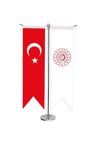 Masa Üstü Kırlangıç Sanayi Bakanlığı + Türk Bayrağı + Krom T Dire