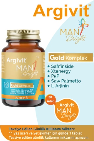 Argivit Man Bright Tablet 30 Tablet 3'lü Paket