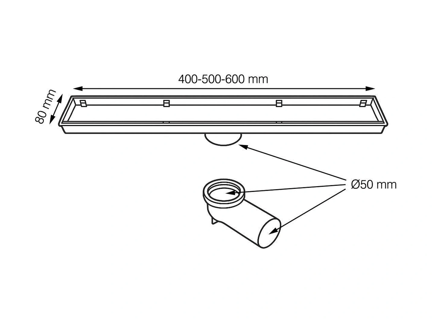 Fause Komple Çelik Seramik Uyumlu Ankastre Lineer Duş Kanalı 50 Cm Ksz105-50