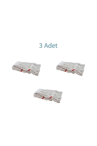 Cod-Ex Geniş Islak Mop Paspas Başlığı Püskül Pamuklu Beyaz 3’lü 500 G 25 CM