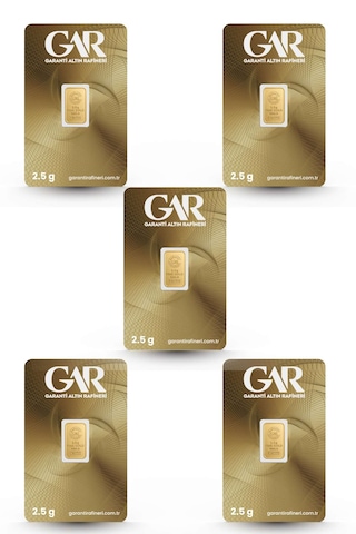 Garanti Gold 2.5 gr Gram Külçe Altın 5 Adet