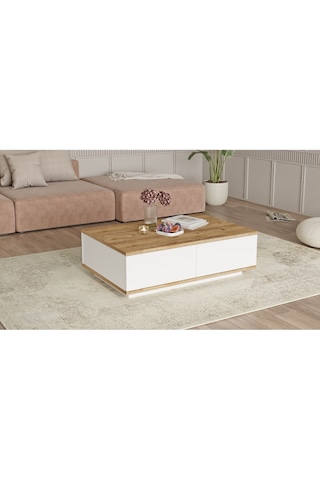 Aven Orta Sehpa 60x90cm 2 Kapaklı Çam-beyaz Ave14-aw Beyaz - Çam