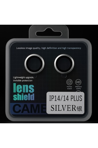 Apple Uyumlu iPhone 14/14 Plus Kamera Lens Koruyucu Black/silver Yüksek Çözünürlüklü-parlak-güçlü Silver