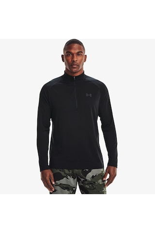 Under Armour Tech 2.0 1/2 Zipped Erkek Siyah Uzun Kollu T-shirt - 1328495 Siyah
