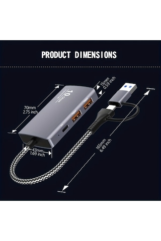 Xuweiwei Vszapower Usb 3.2 Gen2 10gbps 5 İn 2 Usb A 2 Port Ve Usb C 2 Port Hub Laptop İçin Yüksek Hızlı Veri Transfer Arayüzü Usb 3.0 Ve 2.0 Uyumlu
