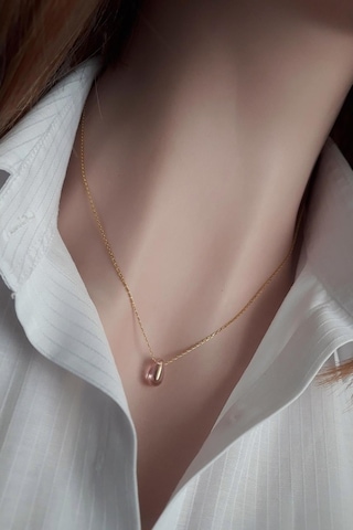 Pudra Su Damlası Kolye _14K Altın Kapl.