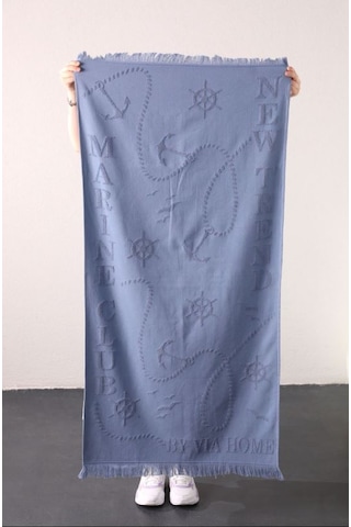 Favora Trend %100 Pamuk Kabartmalı Plaj Havlusu - Mavi