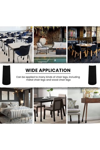 Besthome1 6'lı Siyah Poliester Masa Sandalye Koruması - Çift Katlı, Kaymaz, Ses Yankı Azaltıcı