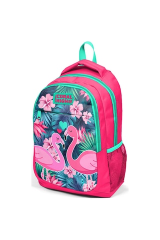 Yaygan Kids Pembe Yeşil Flamingo Kız Çocuk Ilk ve Orta Okul Çanta
