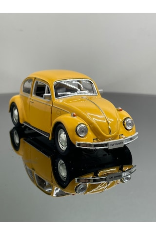 Volkswagen Beetle 1:32 Ölçek Metal Çek Bırak Model Araba 12 Cm - Sarı